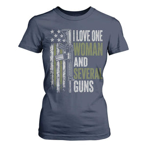 I Love One Woman And Several Guns T Shirt For Women Vintage American Flag Funny Husband Gun Lover