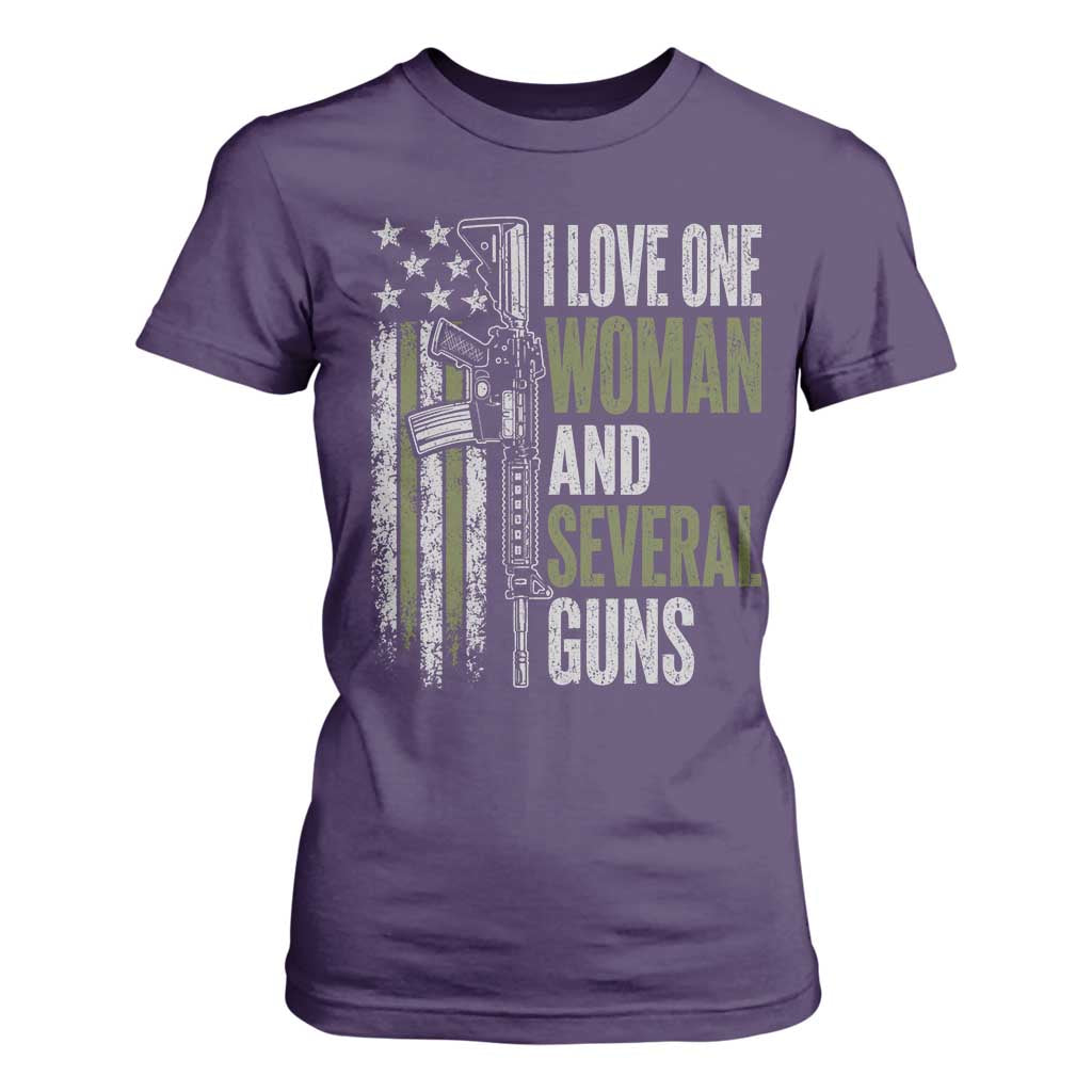I Love One Woman And Several Guns T Shirt For Women Vintage American Flag Funny Husband Gun Lover