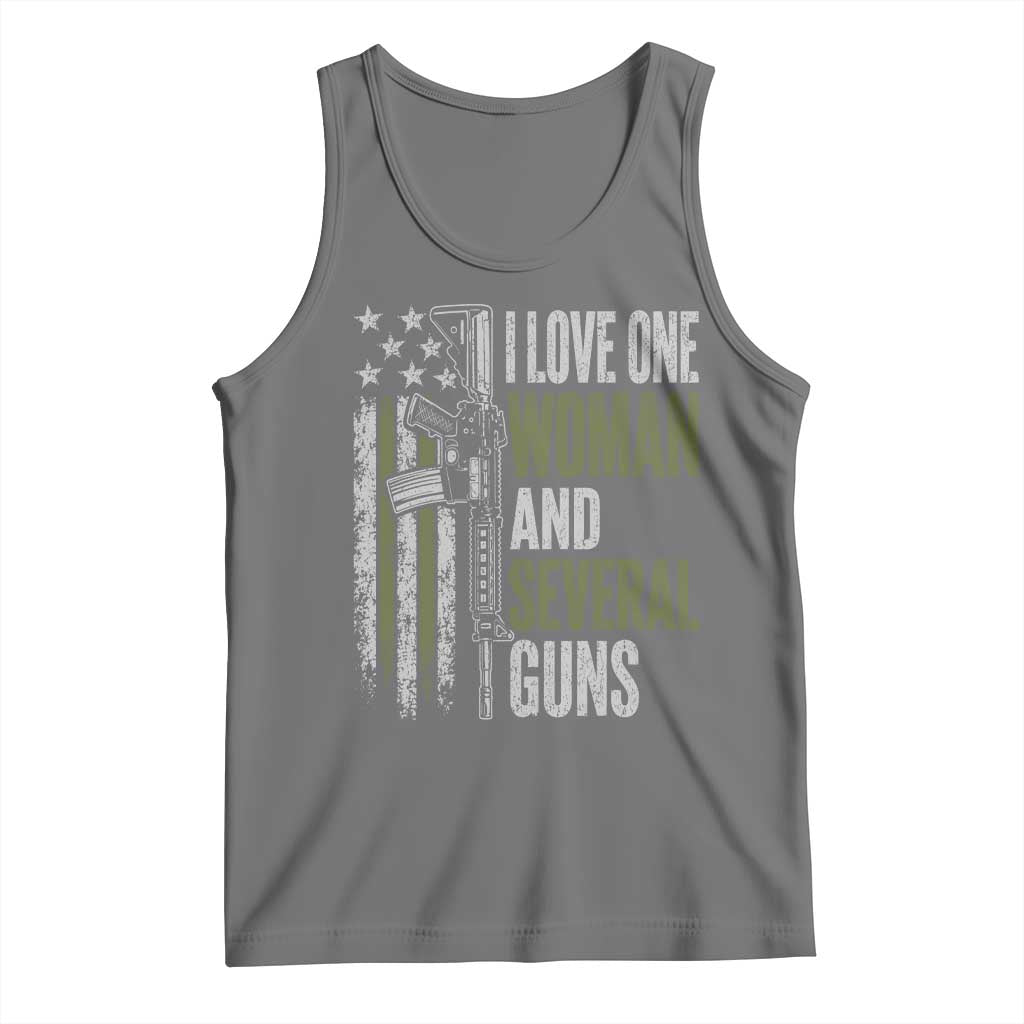 I Love One Woman And Several Guns Tank Top Vintage American Flag Funny Husband Gun Lover