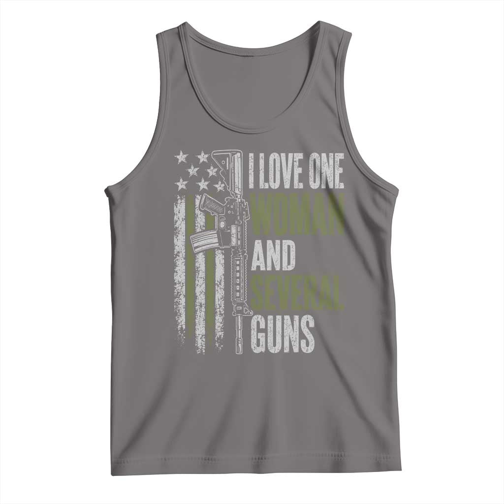 I Love One Woman And Several Guns Tank Top Vintage American Flag Funny Husband Gun Lover