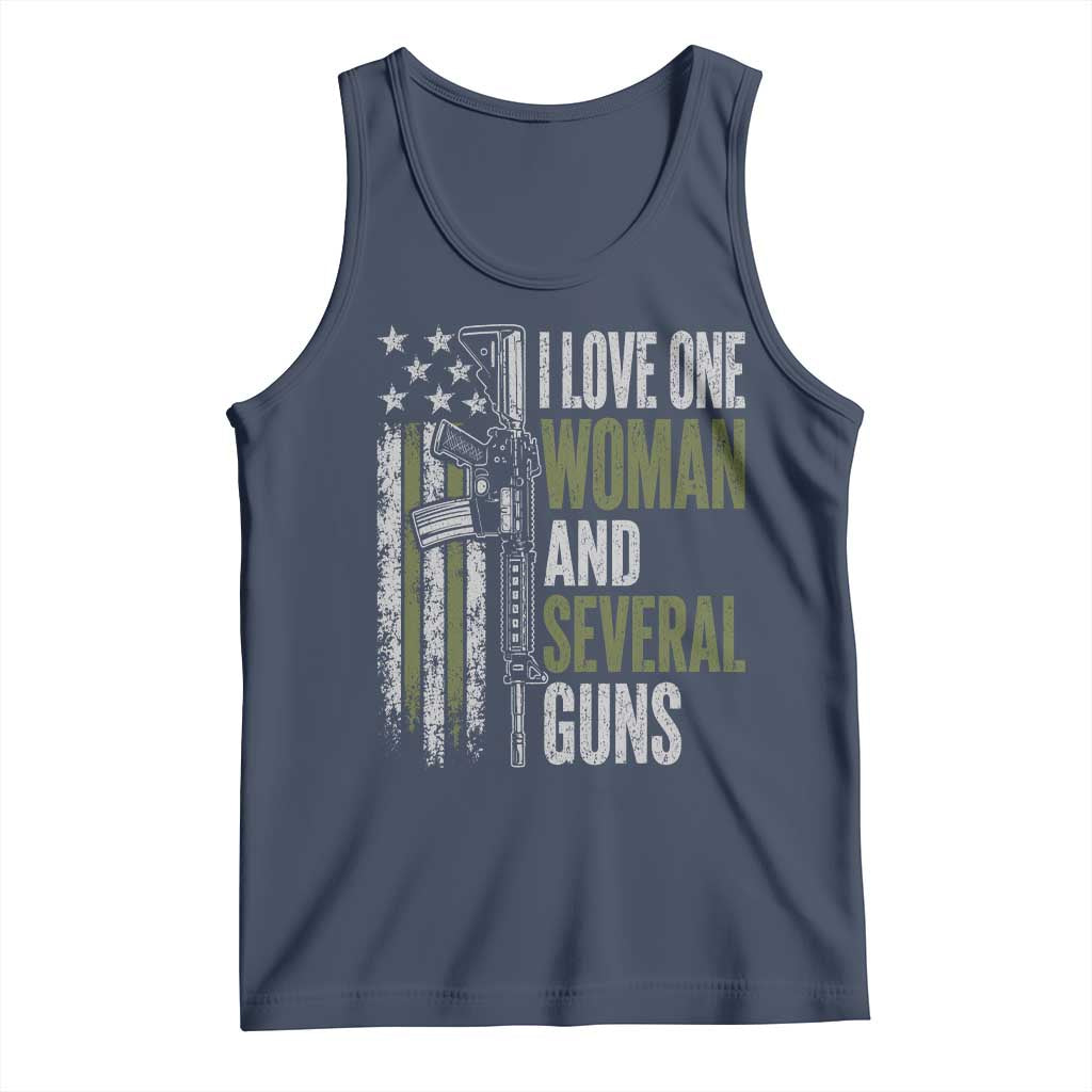 I Love One Woman And Several Guns Tank Top Vintage American Flag Funny Husband Gun Lover