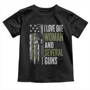 I Love One Woman And Several Guns Toddler T Shirt Vintage American Flag Funny Husband Gun Lover
