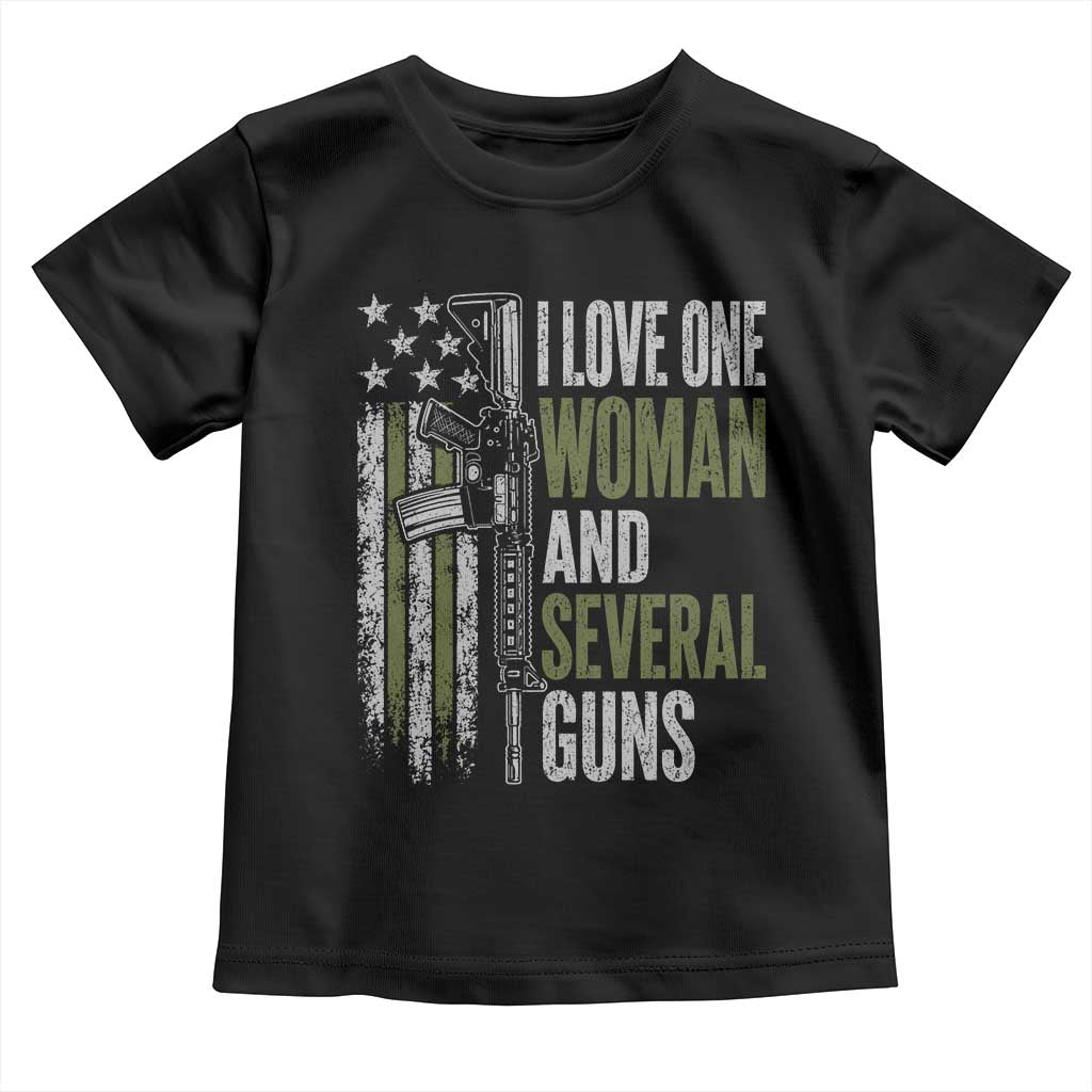 I Love One Woman And Several Guns Toddler T Shirt Vintage American Flag Funny Husband Gun Lover TS10 Black Print Your Wear