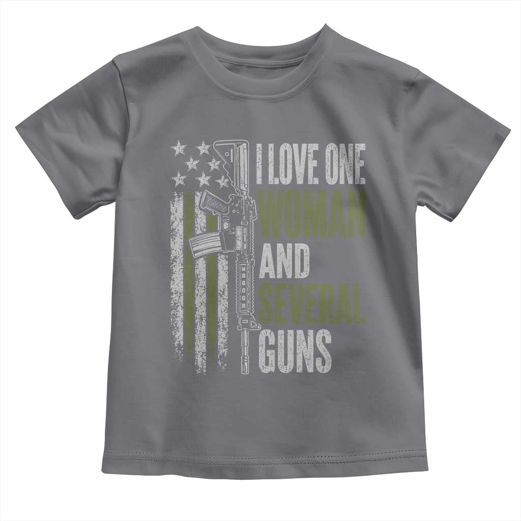 I Love One Woman And Several Guns Toddler T Shirt Vintage American Flag Funny Husband Gun Lover