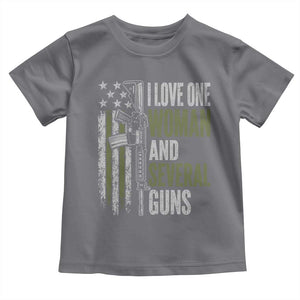 I Love One Woman And Several Guns Toddler T Shirt Vintage American Flag Funny Husband Gun Lover