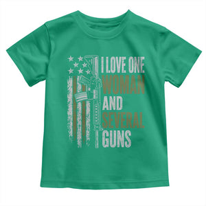 I Love One Woman And Several Guns Toddler T Shirt Vintage American Flag Funny Husband Gun Lover