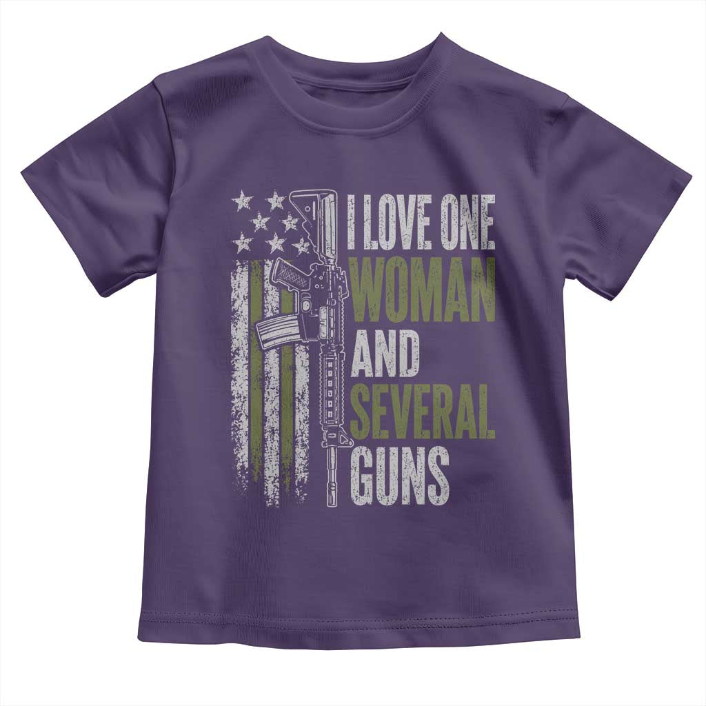 I Love One Woman And Several Guns Toddler T Shirt Vintage American Flag Funny Husband Gun Lover