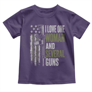 I Love One Woman And Several Guns Toddler T Shirt Vintage American Flag Funny Husband Gun Lover