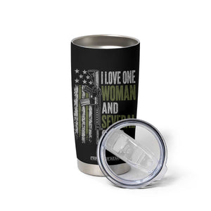 I Love One Woman And Several Guns Tumbler Cup Vintage American Flag Funny Husband Gun Lover