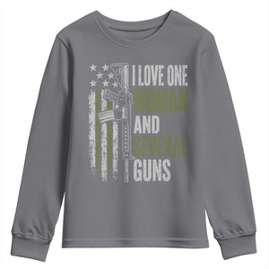 I Love One Woman And Several Guns Youth Sweatshirt Vintage American Flag Funny Husband Gun Lover