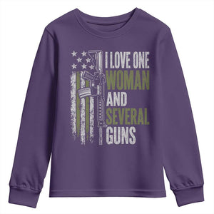 I Love One Woman And Several Guns Youth Sweatshirt Vintage American Flag Funny Husband Gun Lover