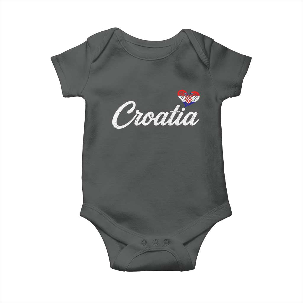 Croatia Baby Onesie Hrvatska Simple Love Croatian Flag Heart
