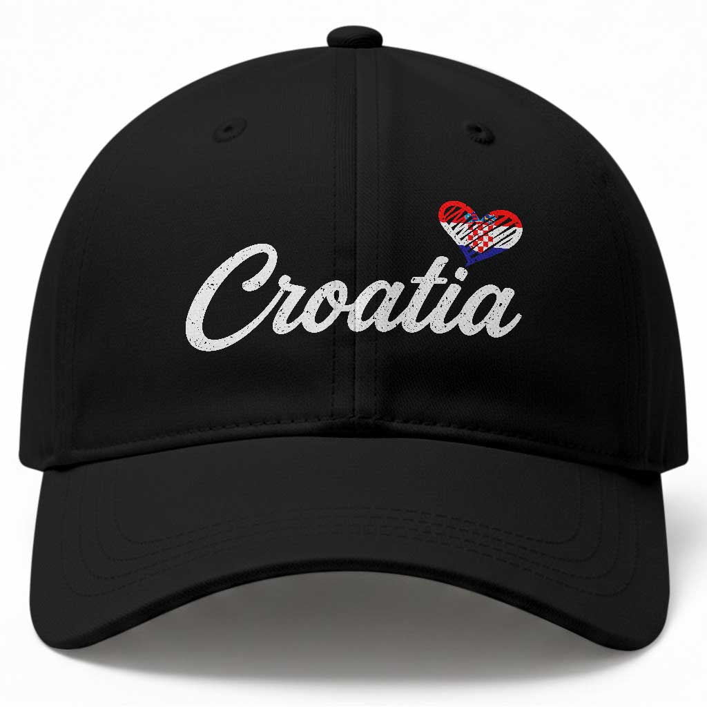 Croatia Baseball Cap Hrvatska Simple Love Croatian Flag Heart TS10 Print Your Wear