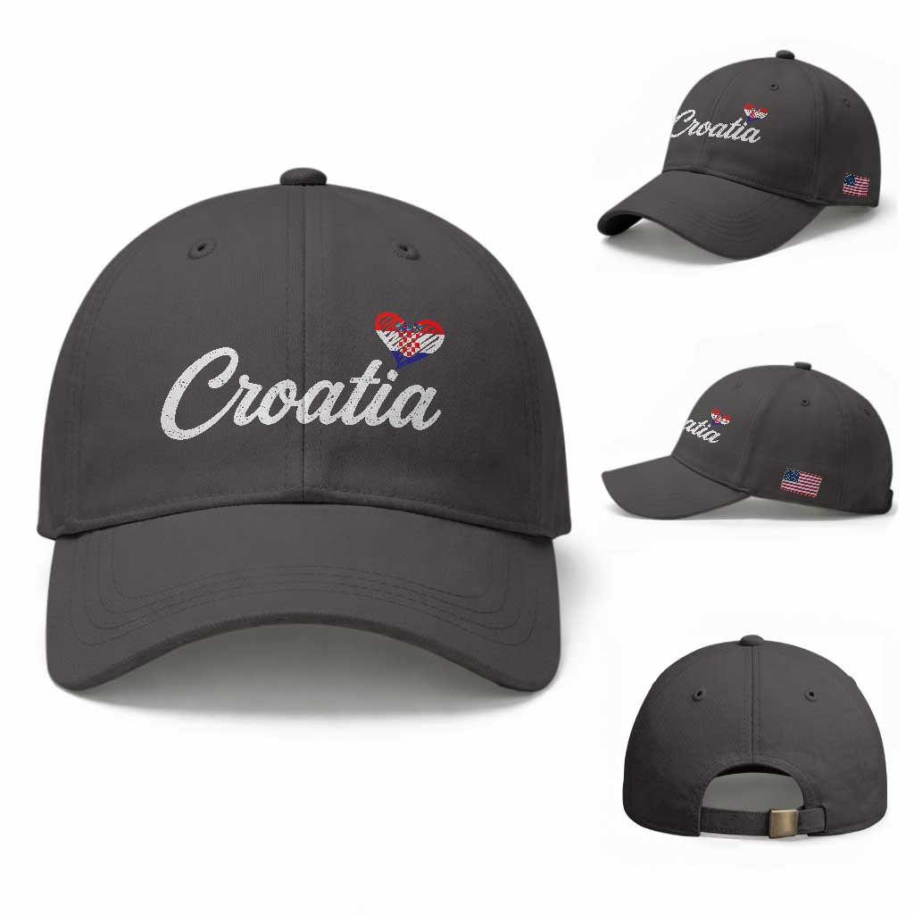 Croatia Baseball Cap Hrvatska Simple Love Croatian Flag Heart
