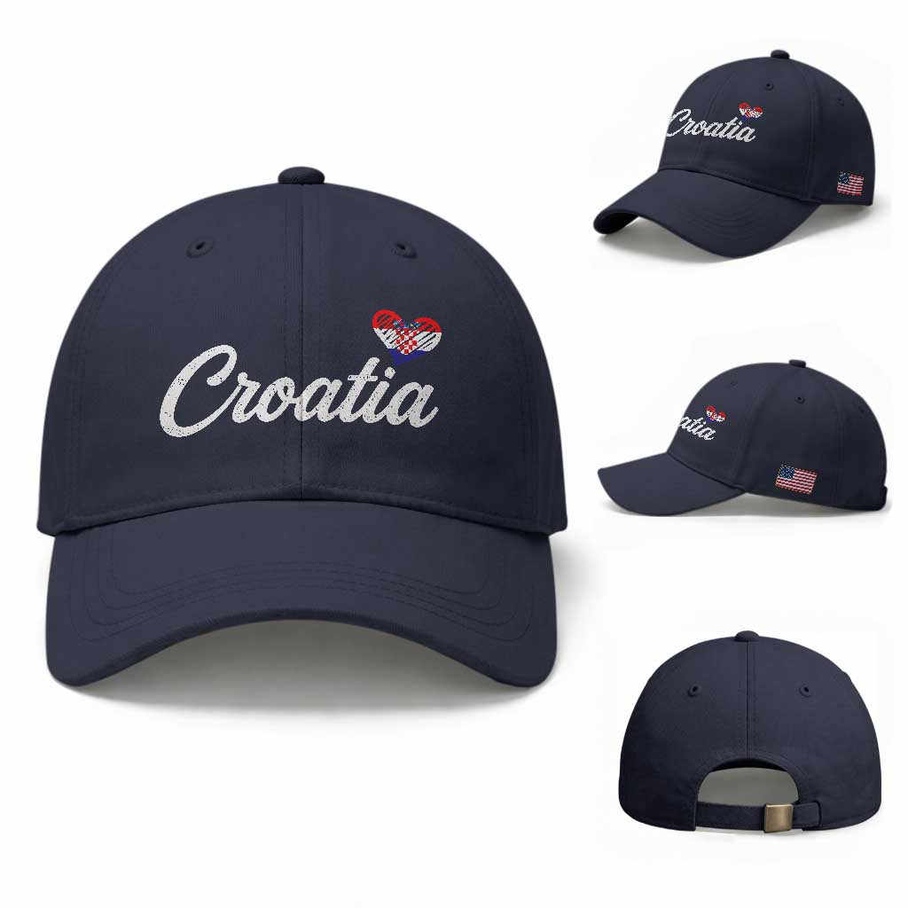 Croatia Baseball Cap Hrvatska Simple Love Croatian Flag Heart