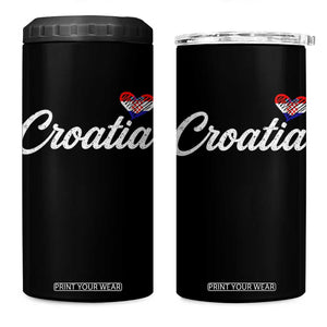 Croatia 4 in 1 Can Cooler Tumbler Hrvatska Simple Love Croatian Flag Heart