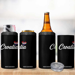 Croatia 4 in 1 Can Cooler Tumbler Hrvatska Simple Love Croatian Flag Heart