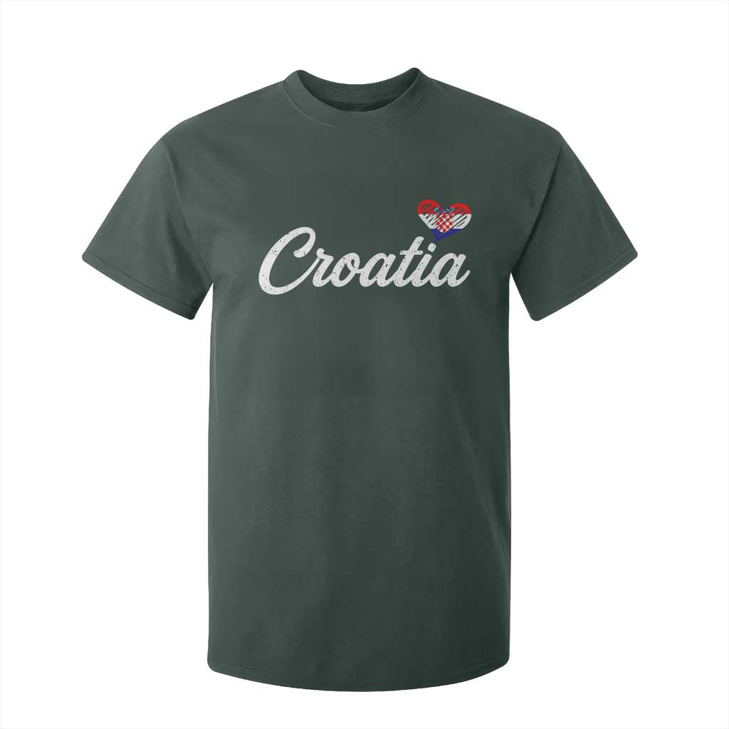 Croatia T Shirt For Kid Hrvatska Simple Love Croatian Flag Heart