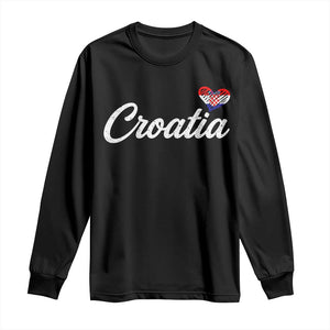 Croatia Long Sleeve Shirt Hrvatska Simple Love Croatian Flag Heart