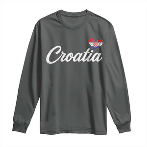Croatia Long Sleeve Shirt Hrvatska Simple Love Croatian Flag Heart