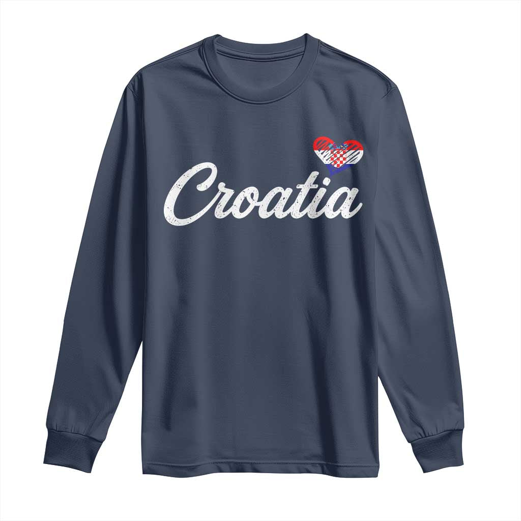 Croatia Long Sleeve Shirt Hrvatska Simple Love Croatian Flag Heart