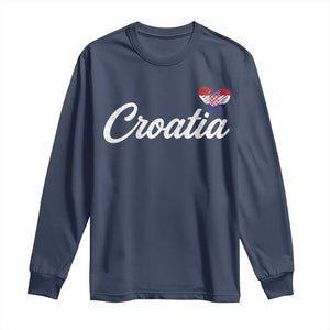 Croatia Long Sleeve Shirt Hrvatska Simple Love Croatian Flag Heart