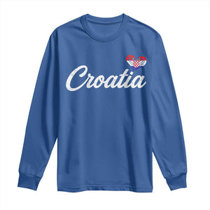 Croatia Long Sleeve Shirt Hrvatska Simple Love Croatian Flag Heart