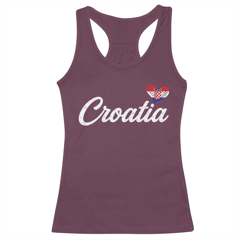 Croatia Racerback Tank Top Hrvatska Simple Love Croatian Flag Heart