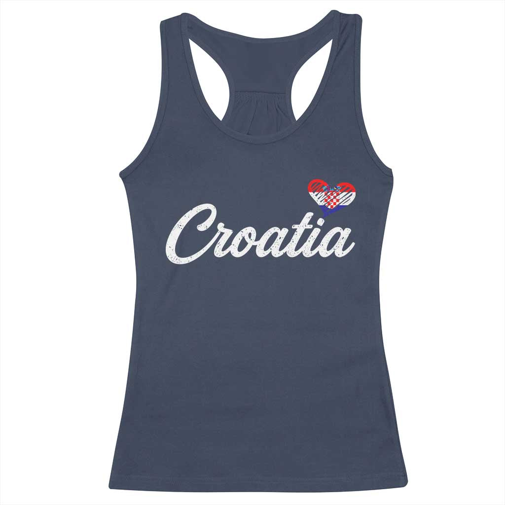 Croatia Racerback Tank Top Hrvatska Simple Love Croatian Flag Heart