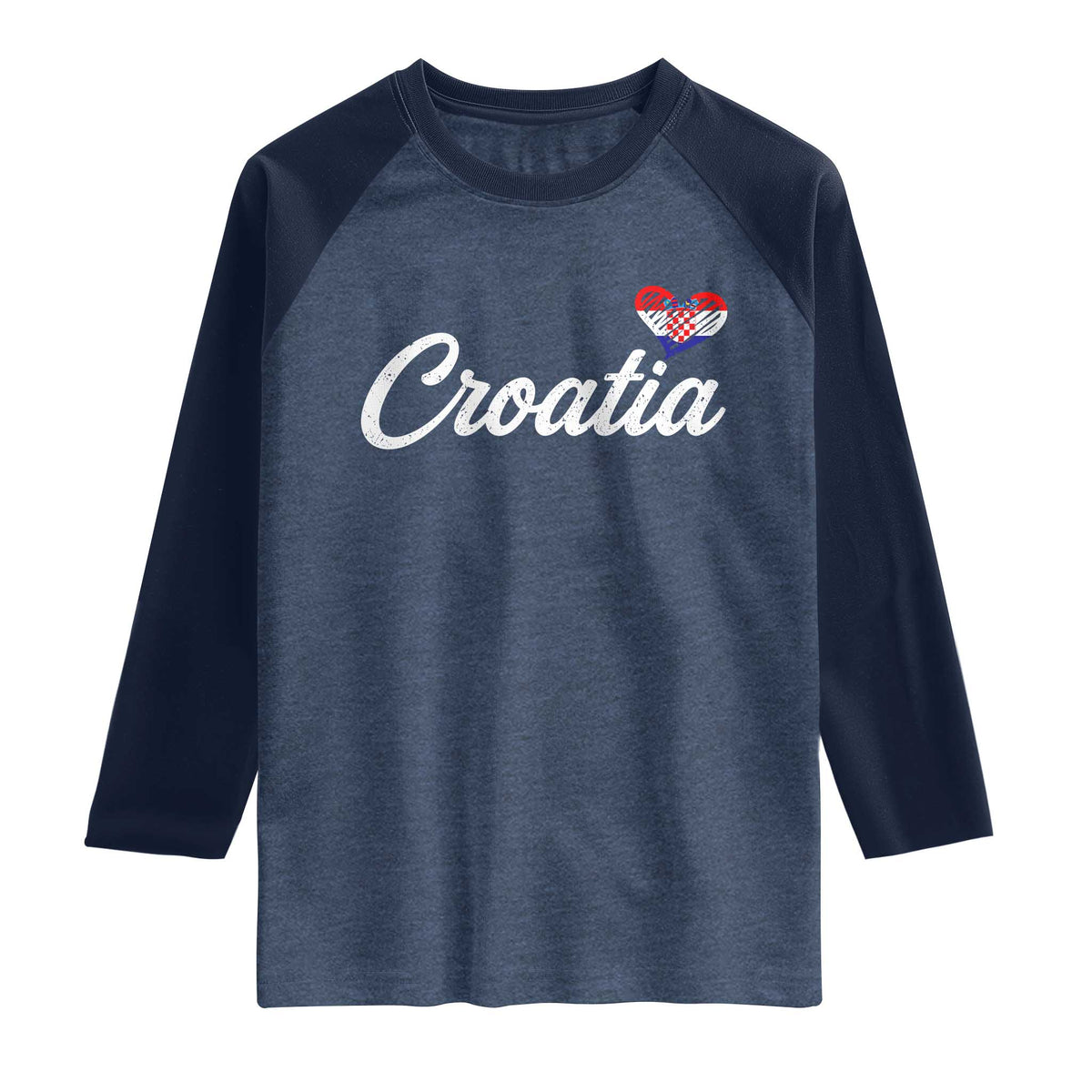 Croatia Raglan Shirt Hrvatska Simple Love Croatian Flag Heart