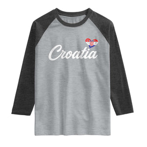 Croatia Raglan Shirt Hrvatska Simple Love Croatian Flag Heart