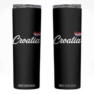 Croatia Skinny Tumbler Hrvatska Simple Love Croatian Flag Heart
