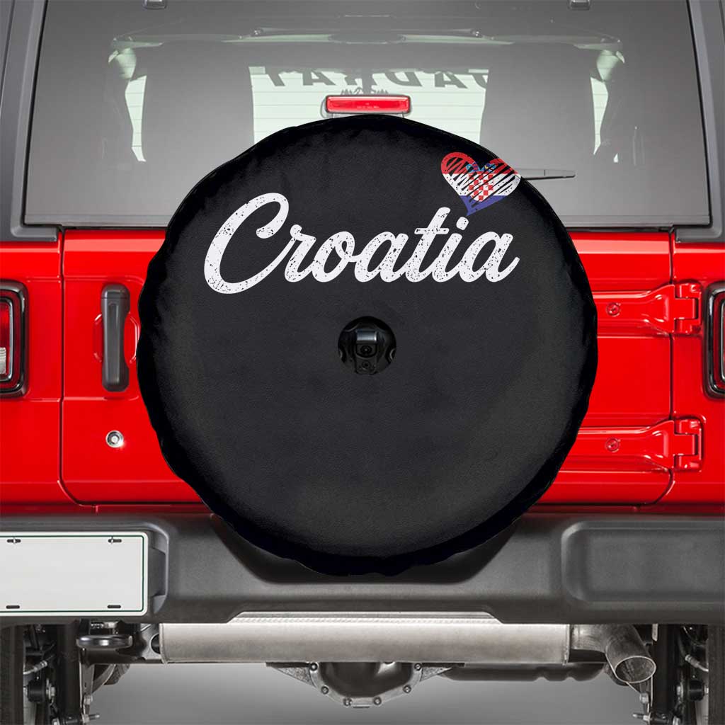 Croatia Spare Tire Cover Hrvatska Simple Love Croatian Flag Heart