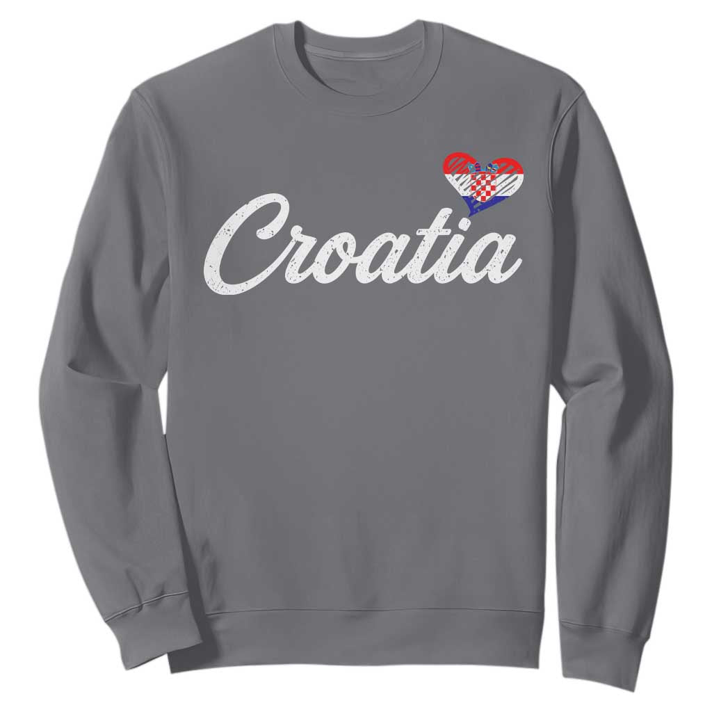Croatia Sweatshirt Hrvatska Simple Love Croatian Flag Heart