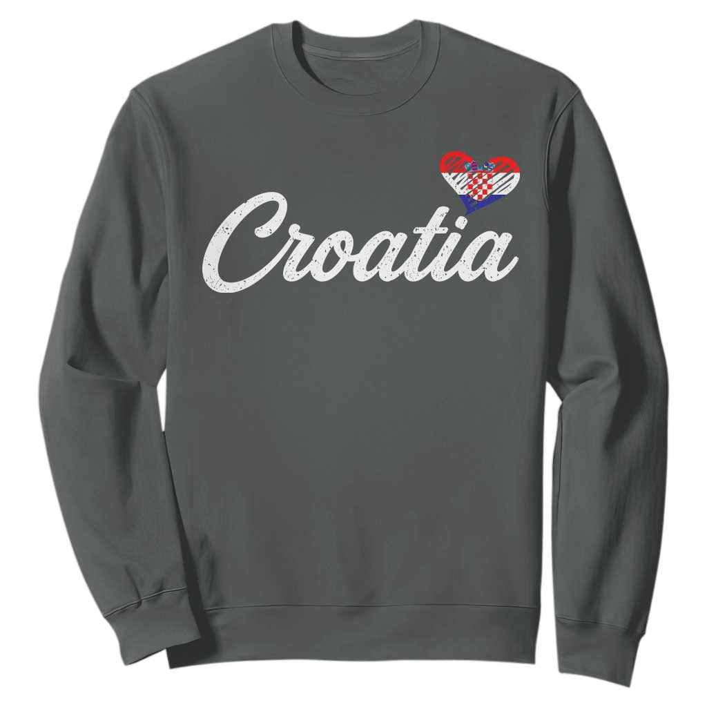 Croatia Sweatshirt Hrvatska Simple Love Croatian Flag Heart