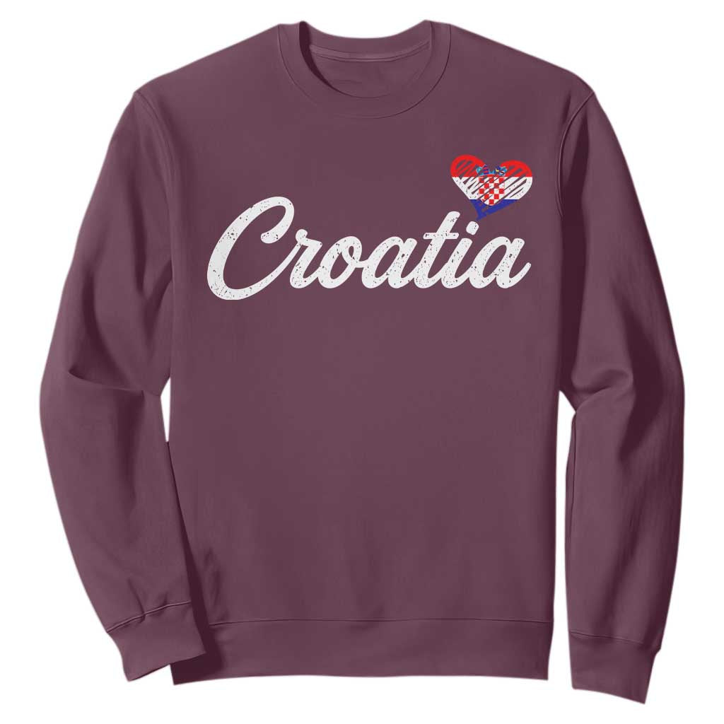 Croatia Sweatshirt Hrvatska Simple Love Croatian Flag Heart