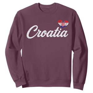 Croatia Sweatshirt Hrvatska Simple Love Croatian Flag Heart