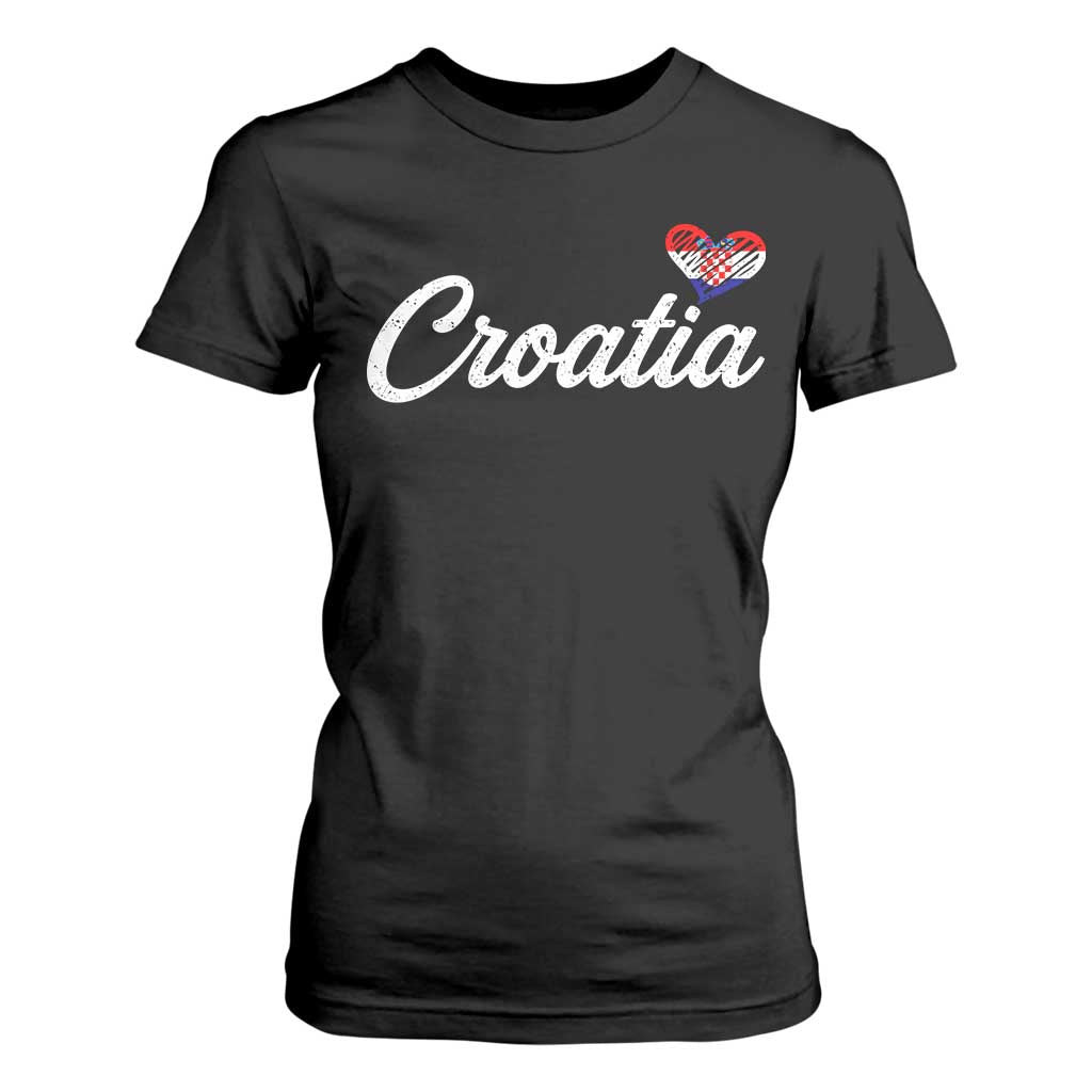 Croatia T Shirt For Women Hrvatska Simple Love Croatian Flag Heart TS10 Black Print Your Wear