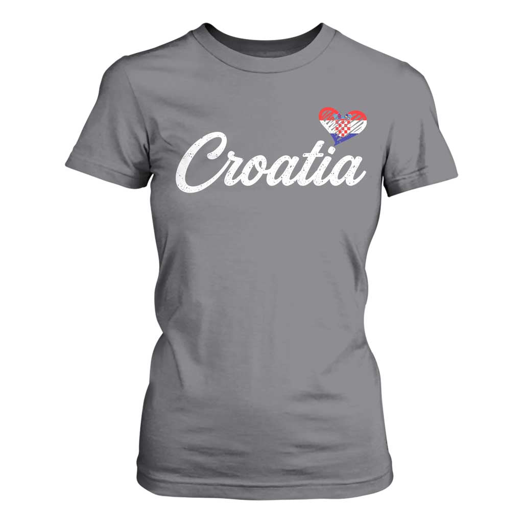 Croatia T Shirt For Women Hrvatska Simple Love Croatian Flag Heart