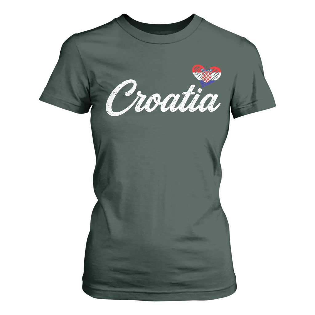 Croatia T Shirt For Women Hrvatska Simple Love Croatian Flag Heart