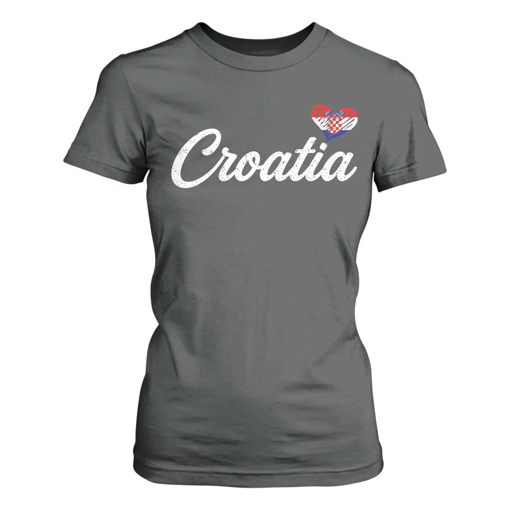 Croatia T Shirt For Women Hrvatska Simple Love Croatian Flag Heart