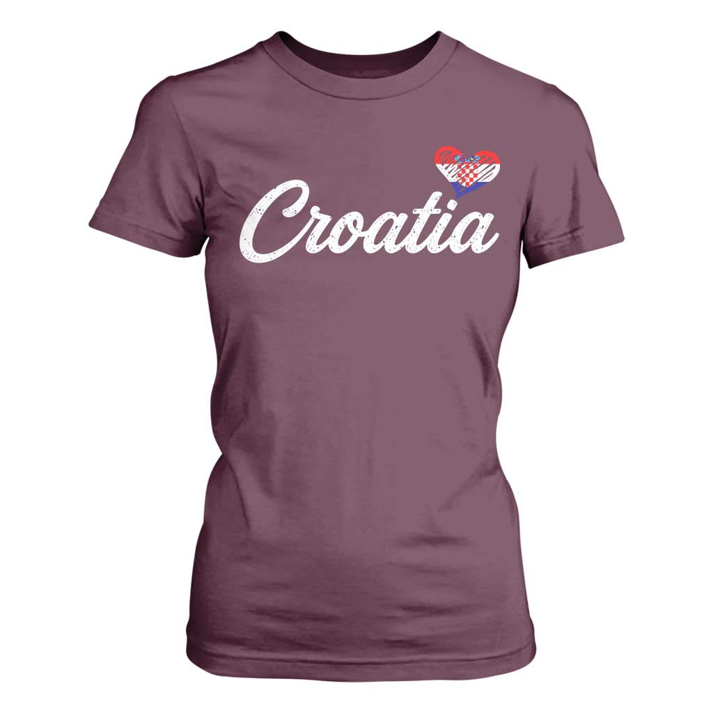 Croatia T Shirt For Women Hrvatska Simple Love Croatian Flag Heart