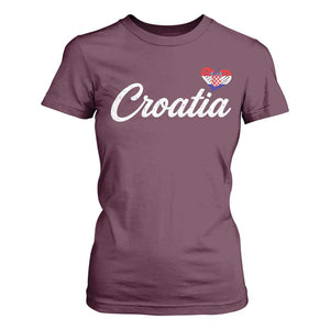Croatia T Shirt For Women Hrvatska Simple Love Croatian Flag Heart