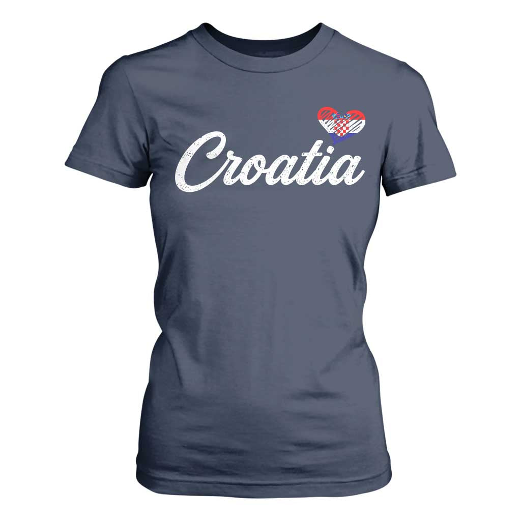 Croatia T Shirt For Women Hrvatska Simple Love Croatian Flag Heart