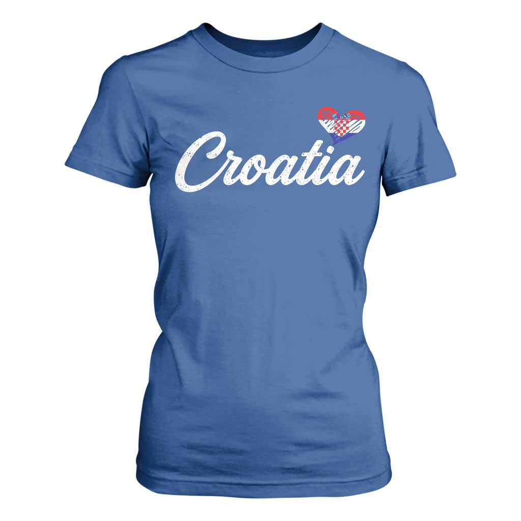 Croatia T Shirt For Women Hrvatska Simple Love Croatian Flag Heart