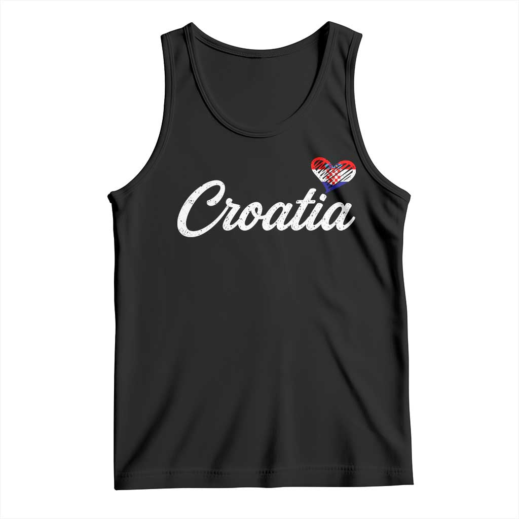 Croatia Tank Top Hrvatska Simple Love Croatian Flag Heart TS10 Black Print Your Wear