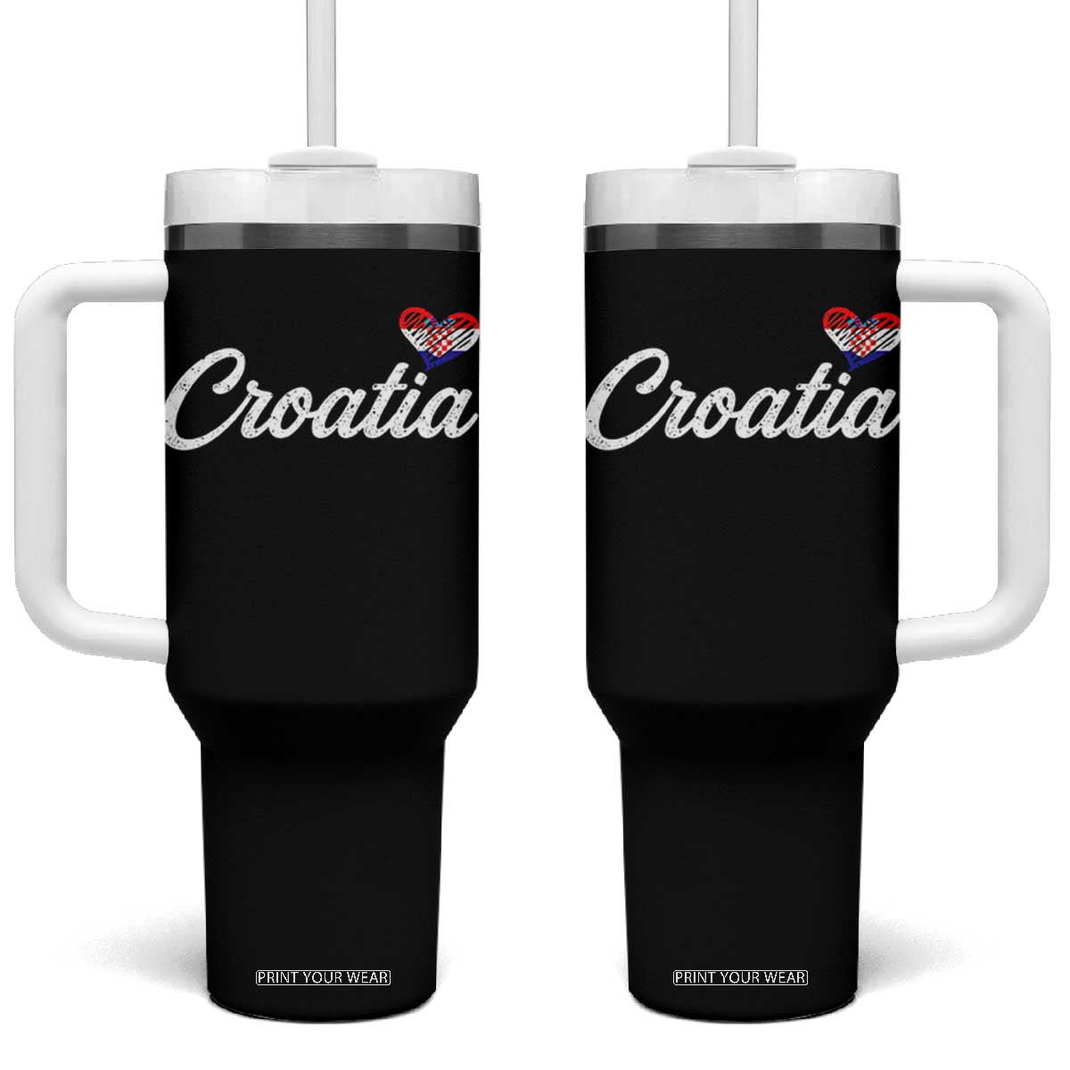 Croatia Tumbler With Handle Hrvatska Simple Love Croatian Flag Heart