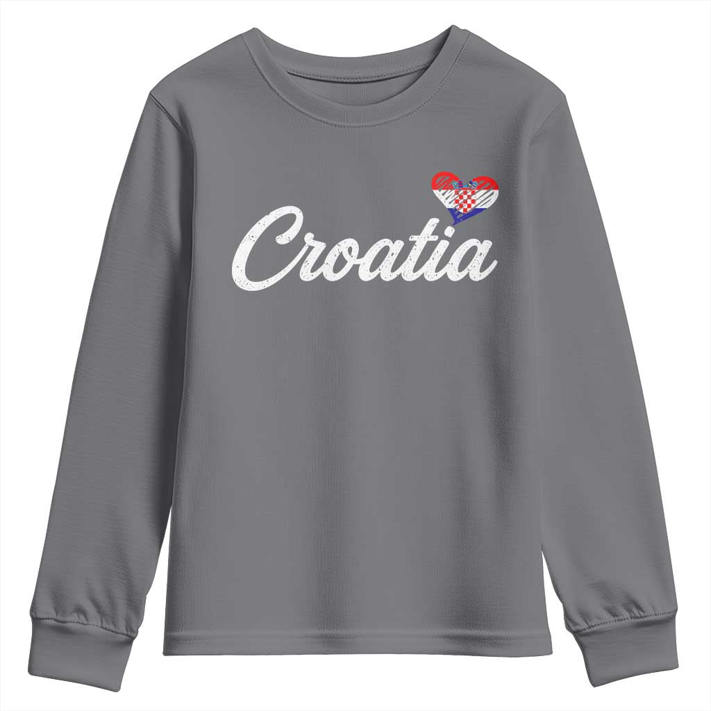 Croatia Youth Sweatshirt Hrvatska Simple Love Croatian Flag Heart