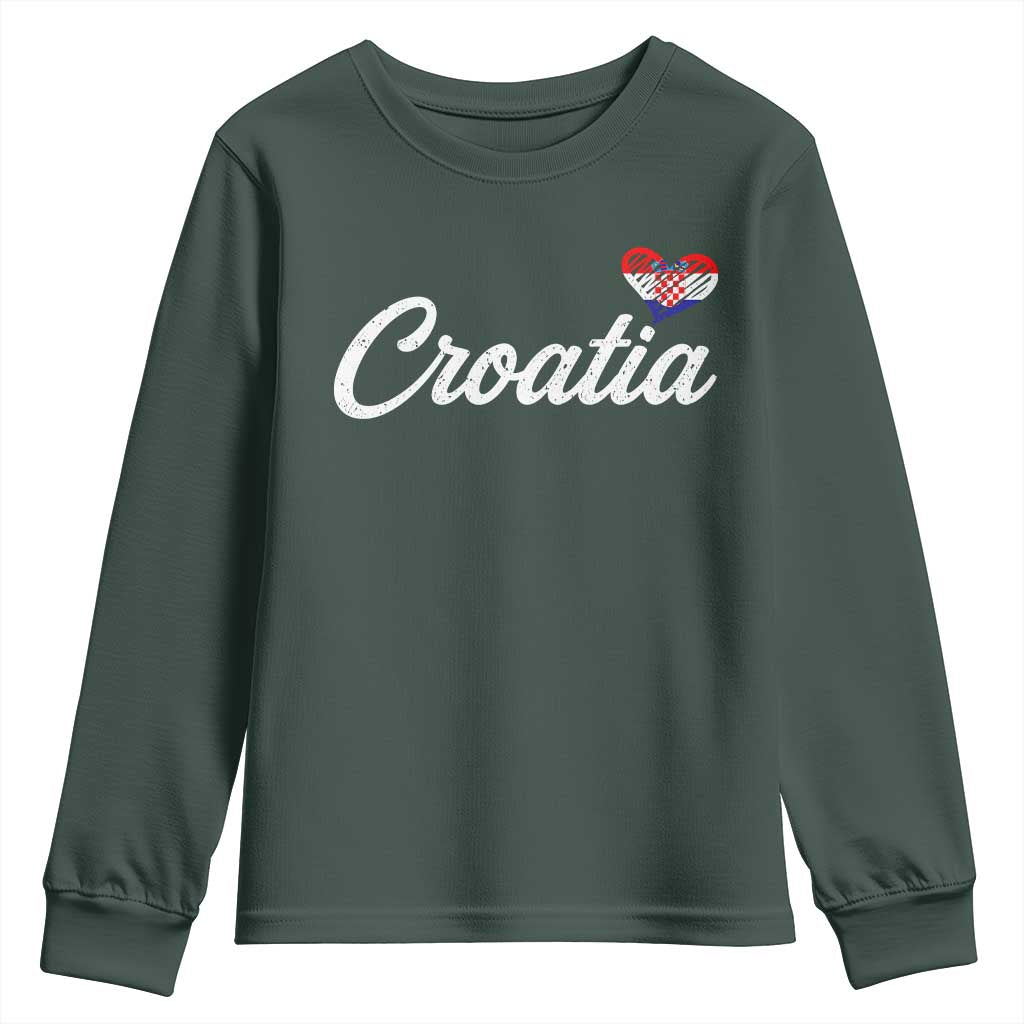 Croatia Youth Sweatshirt Hrvatska Simple Love Croatian Flag Heart
