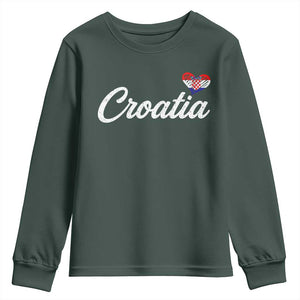Croatia Youth Sweatshirt Hrvatska Simple Love Croatian Flag Heart